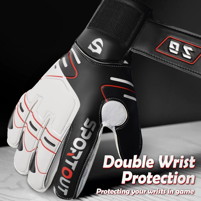 Sportout Youth&Adult Goalie Goalkeeper Gloves,Strong Grip for The Toughest Saves, with Finger Spines to Give Splendid Protection to Prevent Injuries,3 Colors (Black, 5) - Image 5